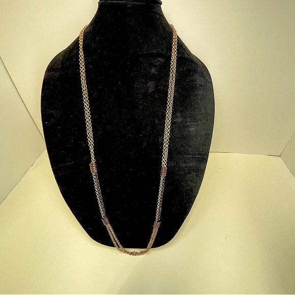 Dana Buchman Long Gold and Black Multi-Strand Chain Necklace - Picture 1 of 6